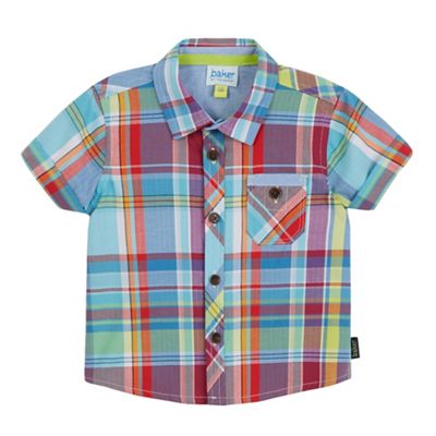 Baker by Ted Baker Baby boys' blue checked short sleeved shirt